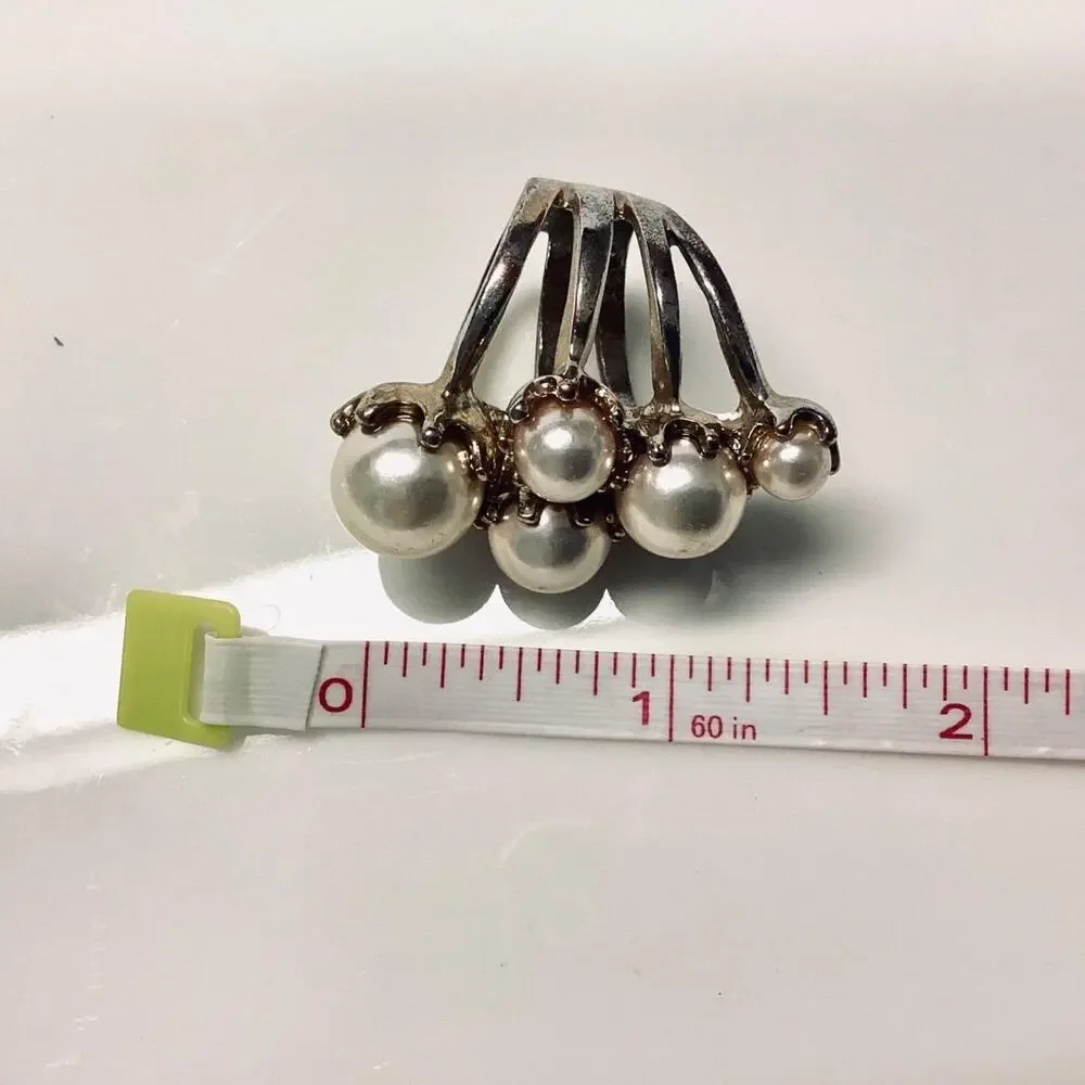 Large Artificial Pearls Statement Ring
